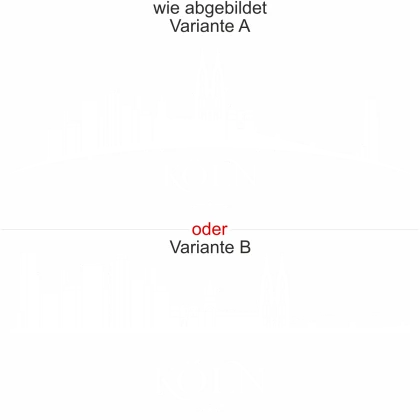 Skyline der Stadt Köln als Aufkleber für Wohnwagen - Ansicht Ausrichtung mit Farbauswahl und Variante