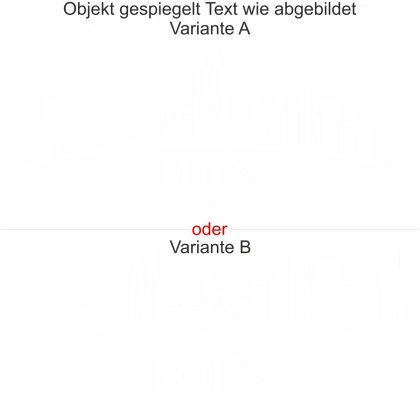 Skyline der Stadt Köln als Aufkleber für Wohnwagen - Ansicht Ausrichtung mit Farbauswahl und Variante