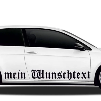 Aufkleber Wunschtext 16 | Set für beide Fahrzeugseiten