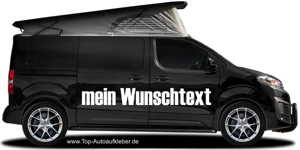 Aufkleber Wunschtext 28 | Set für beide Fahrzeugseiten