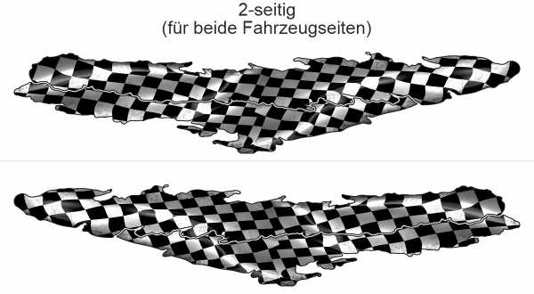 Aufkleber Zielflagge - Ansicht zweiseitig für beide Fahrzeugseiten