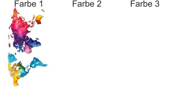 Aufkleberset Bunte Weltkarte mit Kompass - Ansicht Farbauswahl