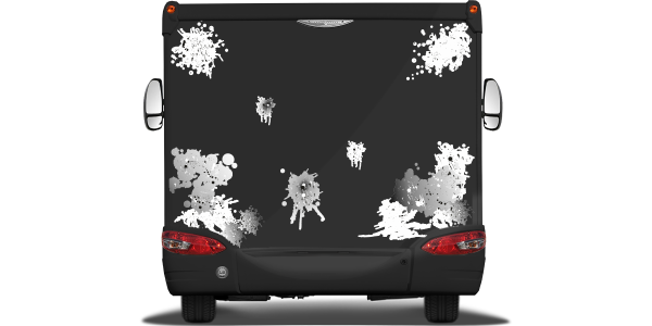 Camperaufkleber Farbkleckse |  Wohnmobil Heck