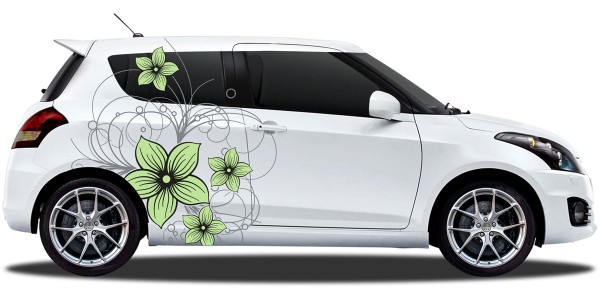 Auto Seitenaufkleber Blütendekor | Set für beide Fahrzeugseiten