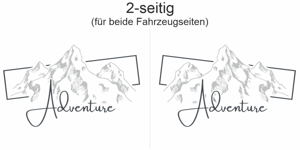 Preview: Autoaufkleber Bergmotiv Abenteuer | Set für beide Fahrzeugseiten Preview: Autoaufkleber Bergmotiv Abenteuer | Set für beide Fahrzeugseiten