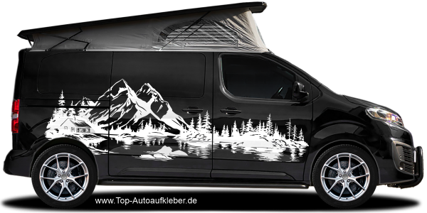 Preview: Autoaufkleber Bergsee mit Waldhütte | Set für beide Fahrzeugseiten Preview: Autoaufkleber Bergsee mit Waldhütte | Set für beide Fahrzeugseiten