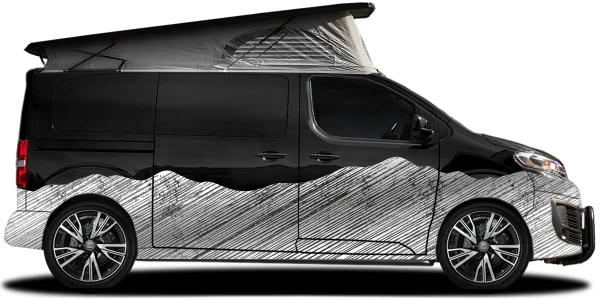 Autoaufkleber Bergwelt Schraffur | Set für beide Fahrzeugseiten