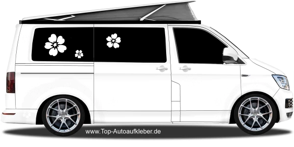 Autoaufkleber Blumen Set auf hellem Camper -  Ansicht Farbauswahl