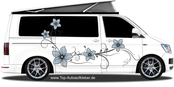 Autoaufkleber Blumenranke auf hellem Campervan