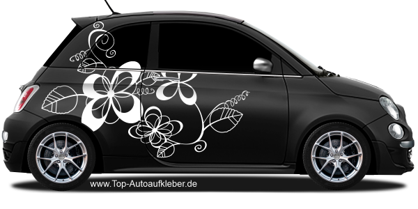 Preview: Autoaufkleber Blumenschmuck | Set für beide Fahrzeugseiten