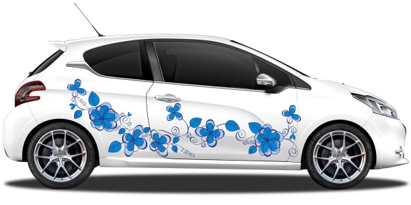 Preview: Autoaufkleber Blumentraum | Set für beide Fahrzeugseiten