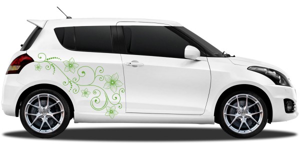 Preview: Autoaufkleber Blumiges Ornament | Set für beide Fahrzeugseiten