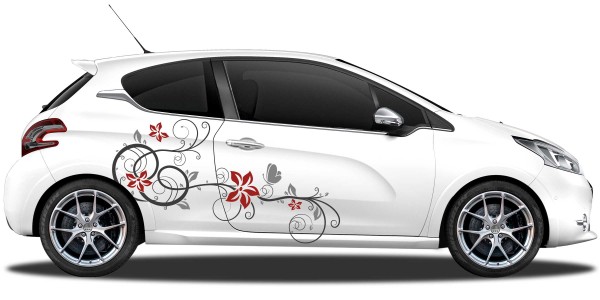 Preview: Autoaufkleber Buntes Rankenornament | Set für beide Fahrzeugseiten