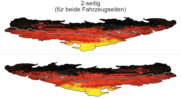 Autoaufkleber Deutschland - Ansicht zweiseitig für beide Fahrzeugseiten