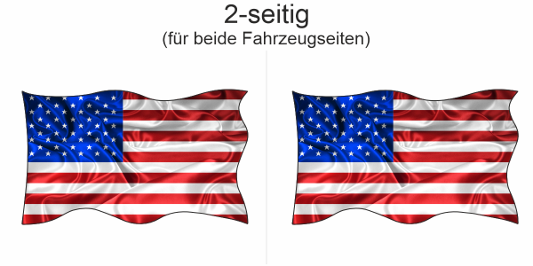 Preview: Autoaufkleber die Fahne der Vereinigten Staaten von Amerika | Set für beide Fahrzeugseiten Preview: Autoaufkleber die Fahne der Vereinigten Staaten von Amerika | Set für beide Fahrzeugseiten