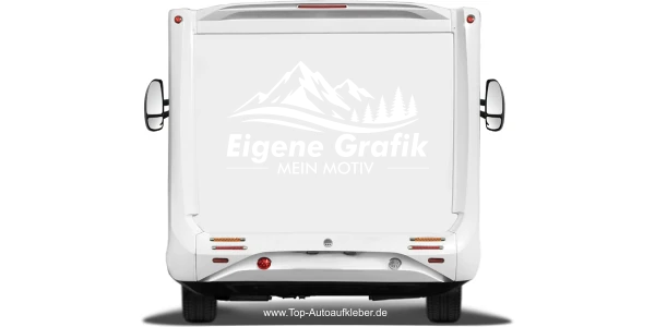 Autoaufkleber Eigenes Motiv einfarbig auf hellem Heck eines Reisemobils - Ansicht Farbauswahl