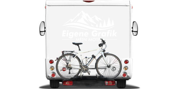 Preview: Autoaufkleber Eigenes Motiv einfarbig auf hellem Heck eines Kastenwagens - Ansicht Farbauswahl