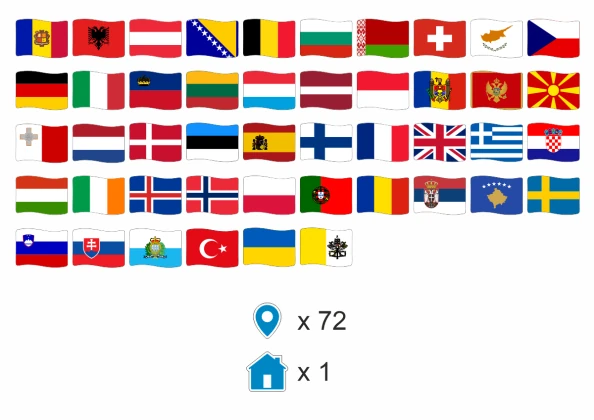 Autoaufkleber Europa Länderflaggen Ansicht Inhalt