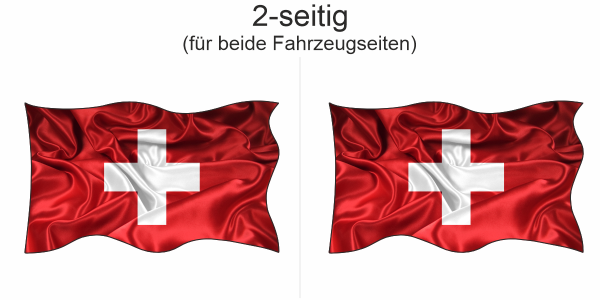 Preview: Autoaufkleber Fahne der Schweiz | Set für beide Fahrzeugseiten Preview: Autoaufkleber Fahne der Schweiz | Set für beide Fahrzeugseiten