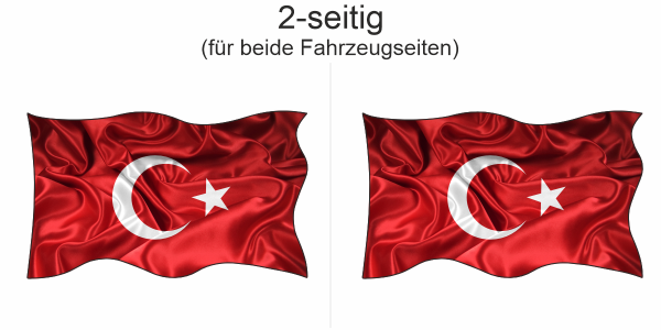 Autoaufkleber Fahne der Türkei - Ansicht zweiseitig für beide Fahrzeugseiten