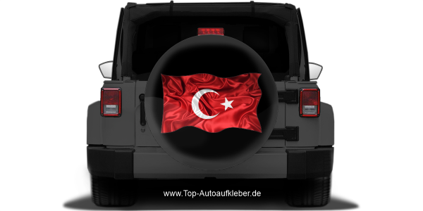 Autoaufkleber Fahne der Türkei auf Reserveradabdeckung