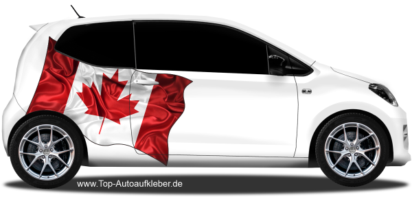 Preview: Autoaufkleber Fahne Kanadas auf Fahrzeugseite von Kleinwagen