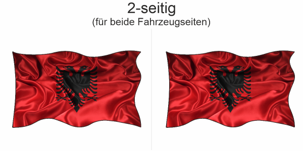 Autoaufkleber Fahne von Albanien - Ansicht zweiseitig für beide Fahrzeugseiten