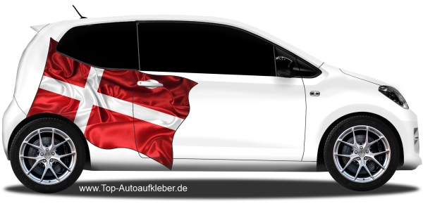 Preview: Autoaufkleber Fahne von Dänemark auf Fahrzeugseite von Kleinwagen