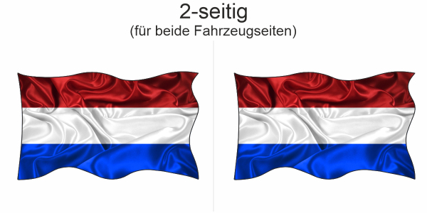 Preview: Autoaufkleber Fahne der Niederlande - Ansicht zweiseitig für beide Fahrzeugseiten