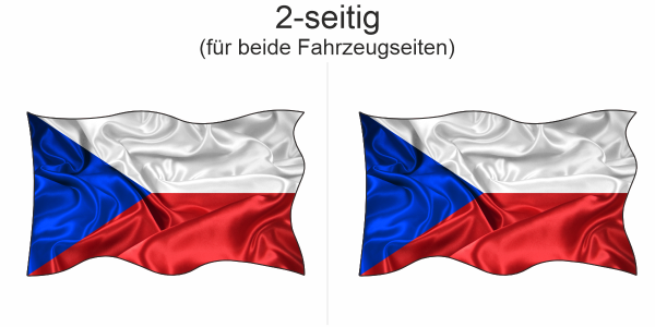 Preview: Autoaufkleber Fahne von der tschechischen Republik | Set für beide Fahrzeugseiten Preview: Autoaufkleber Fahne von der tschechischen Republik - Ansicht zweiseitig für beide Fahrzeugseiten