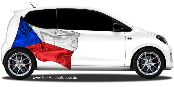 Preview: Autoaufkleber Fahne von der tschechischen Republik | Set für beide Fahrzeugseiten Preview: Autoaufkleber Fahne von der tschechischen Republik auf Fahrzeugseite von Kleinwagen