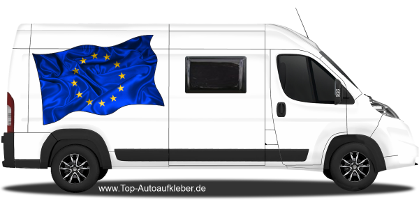 Autoaufkleber Fahne von Europa auf Fahrzeugseite von Wohnmobil oder Kastenwagen