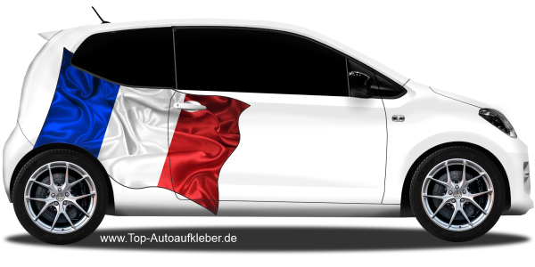 Autoaufkleber Fahne von Frankreich auf Fahrzeugseite von Kleinwagen