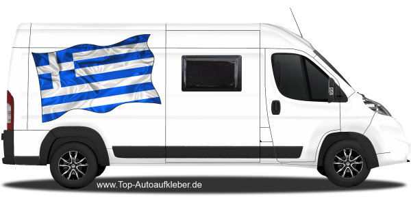 Autoaufkleber Fahne von Griechenland  auf Fahrzeugseite von Wohnmobil oder Kastenwagen