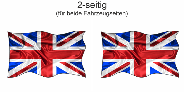 Preview: Autoaufkleber Fahne von Großbritannien - Ansicht zweiseitig für beide Fahrzeugseiten