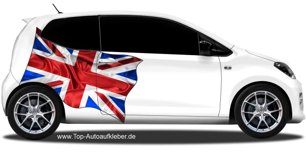 Autoaufkleber Fahne von Großbritannien auf Fahrzeugseite von Kleinwagen