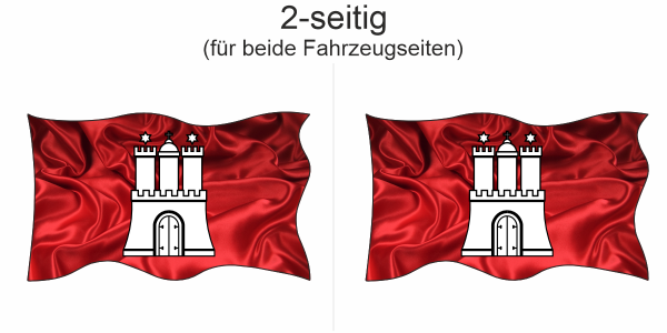 Preview: Autoaufkleber Fahne von Hamburg | Set für beide Fahrzeugseiten Preview: Autoaufkleber Fahne von Hamburg | Set für beide Fahrzeugseiten