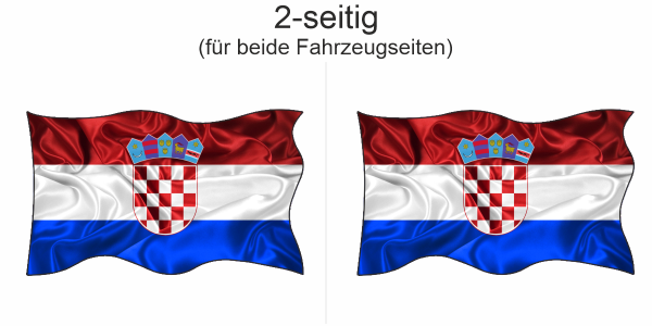 Preview: Autoaufkleber Fahne von Kroatien | Set für beide Fahrzeugseiten Preview: Autoaufkleber Fahne von Kroatien | Set für beide Fahrzeugseiten