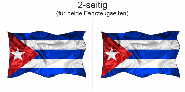 Preview: Autoaufkleber Fahne von Kuba - Ansicht zweiseitig für beide Fahrzeugseiten