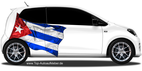 Preview: Autoaufkleber Fahne von Kuba auf Fahrzeugseite von Kleinwagen