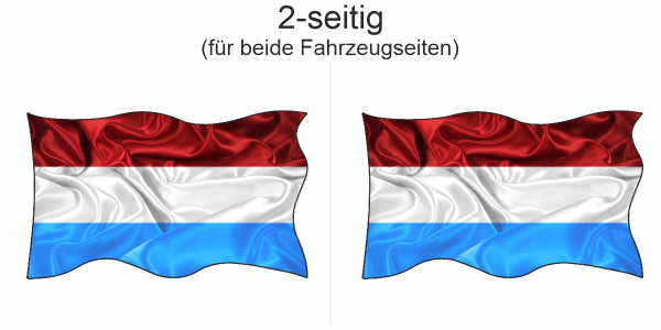 Preview: Autoaufkleber Fahne von Luxemburg - Ansicht zweiseitig für beide Fahrzeugseiten