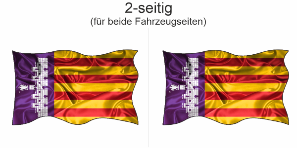 Preview: Autoaufkleber Fahne von Mallorca | Set für beide Fahrzeugseiten Preview: Autoaufkleber Fahne von Mallorca | Set für beide Fahrzeugseiten