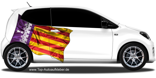 Preview: Autoaufkleber Fahne von Mallorca | Set für beide Fahrzeugseiten Preview: Autoaufkleber Fahne von Mallorca | Set für beide Fahrzeugseiten