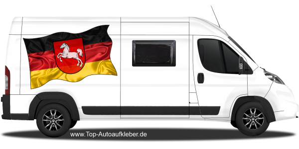 Preview: Autoaufkleber Fahne von Niedersachsen | Set für beide Fahrzeugseiten Preview: Autoaufkleber Fahne von Niedersachsen | Set für beide Fahrzeugseiten