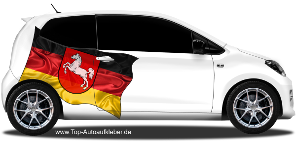 Preview: Autoaufkleber Fahne von Niedersachsen | Set für beide Fahrzeugseiten Preview: Autoaufkleber Fahne von Niedersachsen | Set für beide Fahrzeugseiten