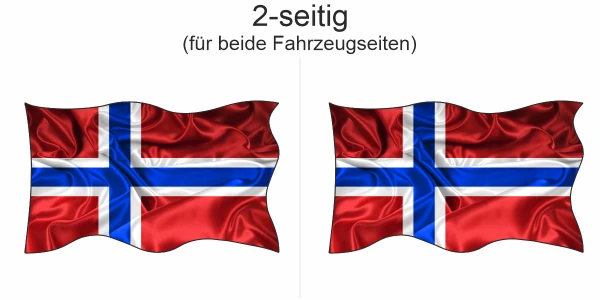 Autoaufkleber Fahne von Norwegen - Ansicht zweiseitig für beide Fahrzeugseiten