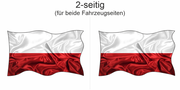 Preview: Autoaufkleber Fahne von Polen | Set für beide Fahrzeugseiten Preview: Autoaufkleber Fahne von Polen | Set für beide Fahrzeugseiten