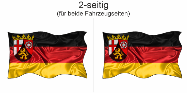 Preview: Autoaufkleber Fahne von Rheinland-Pfalz | Set für beide Fahrzeugseiten Preview: Autoaufkleber Fahne von Rheinland-Pfalz | Set für beide Fahrzeugseiten