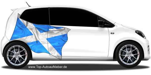 Preview: Autoaufkleber Fahne von Schottland auf Fahrzeugseite von Kleinwagen