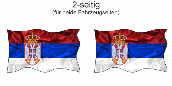 Preview: Autoaufkleber Fahne von Serbien - Ansicht zweiseitig für beide Fahrzeugseiten